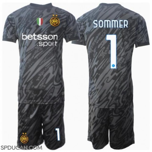 Dječji Nogometni Dres Inter Milan Yann Sommer #1 Golmanski Rezervni 2024-25 Kratak Rukav (+ Kratke hlače)